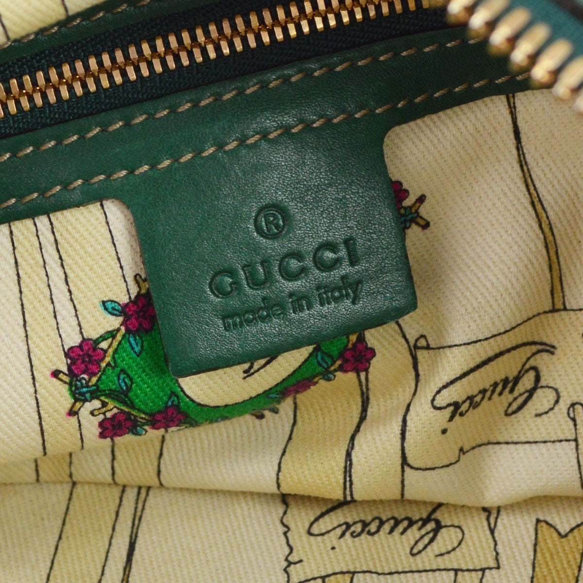 Gucci Green GG Canvas Wave Boston Bag