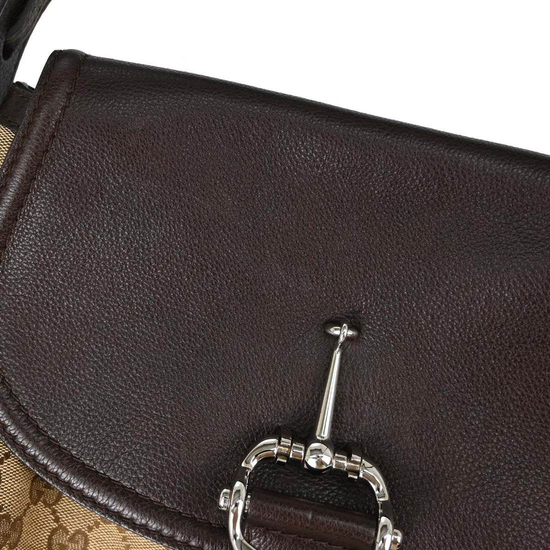 Borsa Gucci Techno Horsebit Vintage in Tela e Pelle Beige