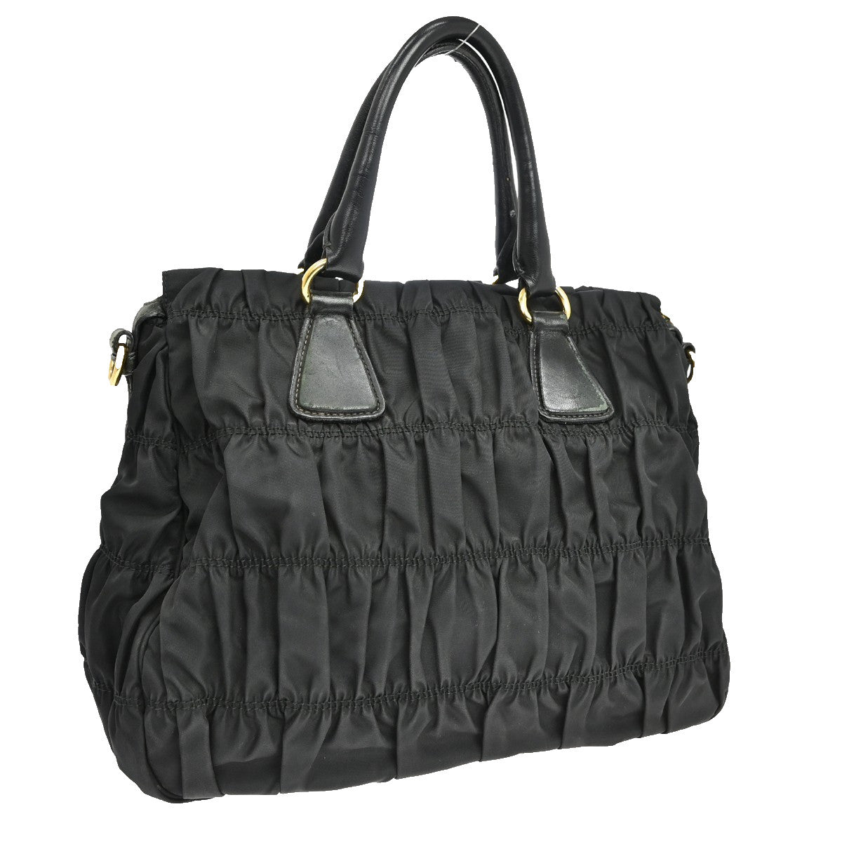 Prada Black Nylon Gathered Tote Handbag Vintage