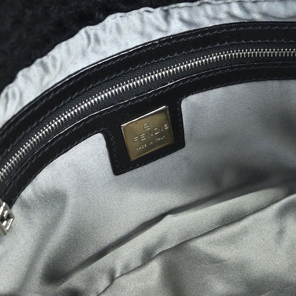 Fendi Black Wool Baguette Handbag