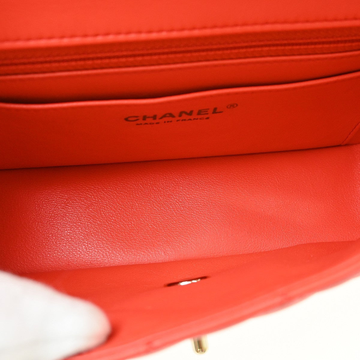 Chanel Orange Lambskin Single Flap Shoulder Bag