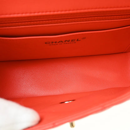 Chanel Orange Lambskin Single Flap Shoulder Bag