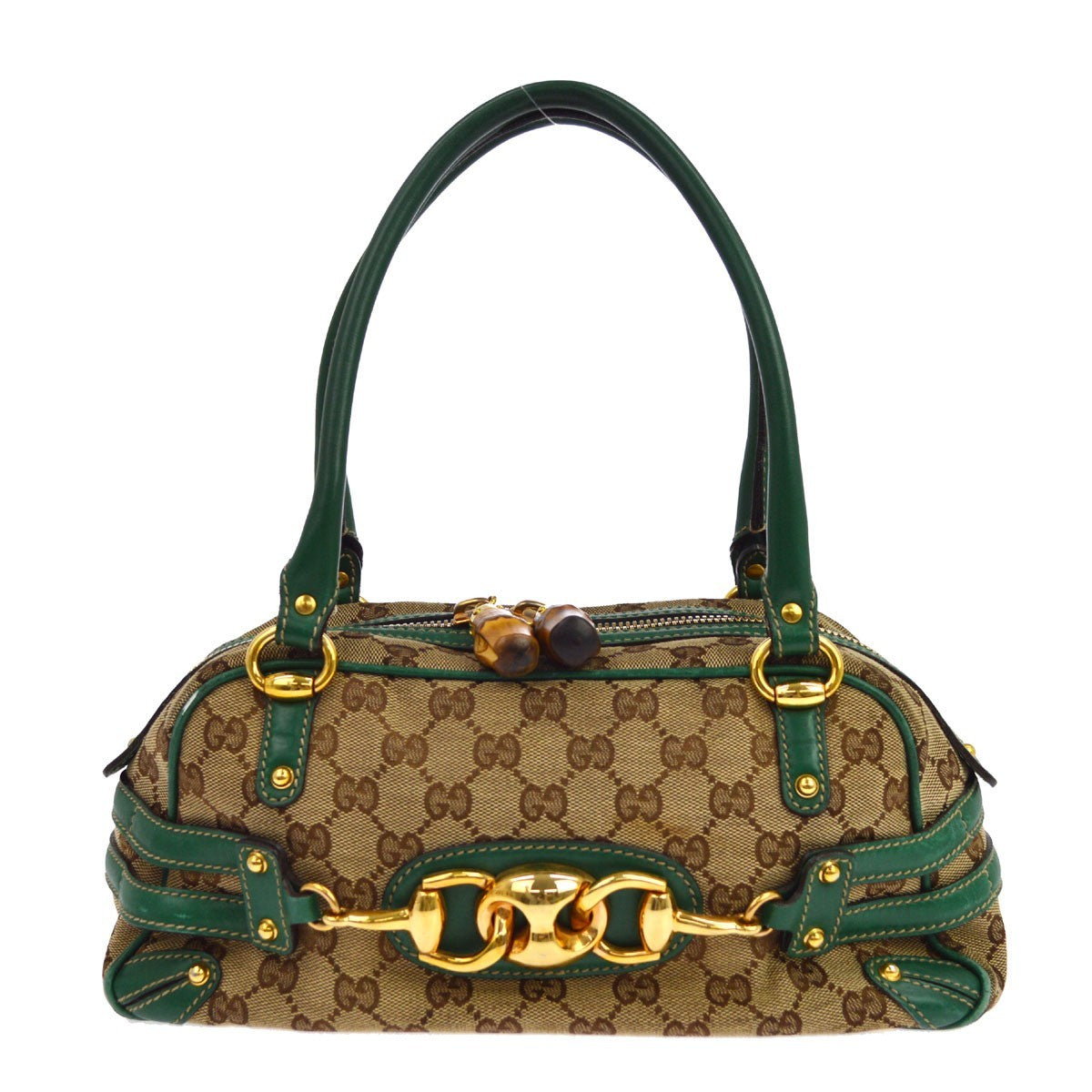 Gucci Green GG Canvas Wave Boston Bag