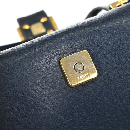Fendi Blue Leather Baguette Box Handbag