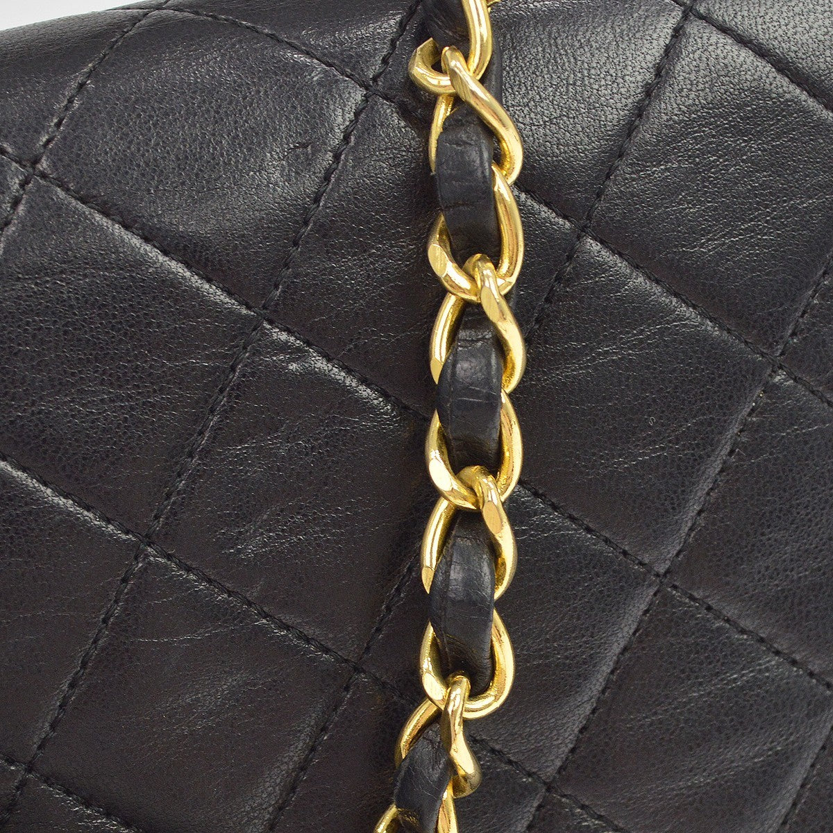 Chanel Black Lambskin Pushlock Small Full Flap Shoulder Bag