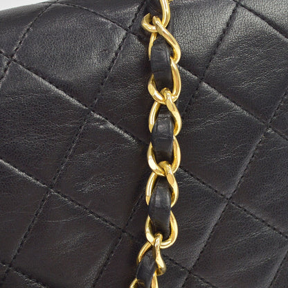 Chanel Black Lambskin Pushlock Small Full Flap Shoulder Bag