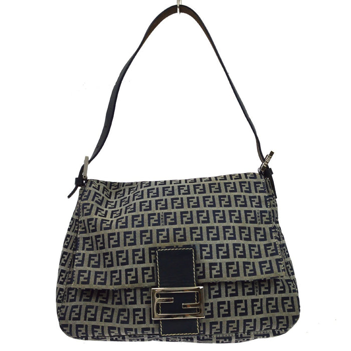 Borsa Fendi Mamma Baguette Zucca Vintage in Tela Blu Navy