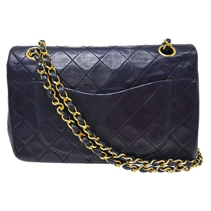 Chanel Navy Lambskin Small Classic Double Flap Shoulder Bag