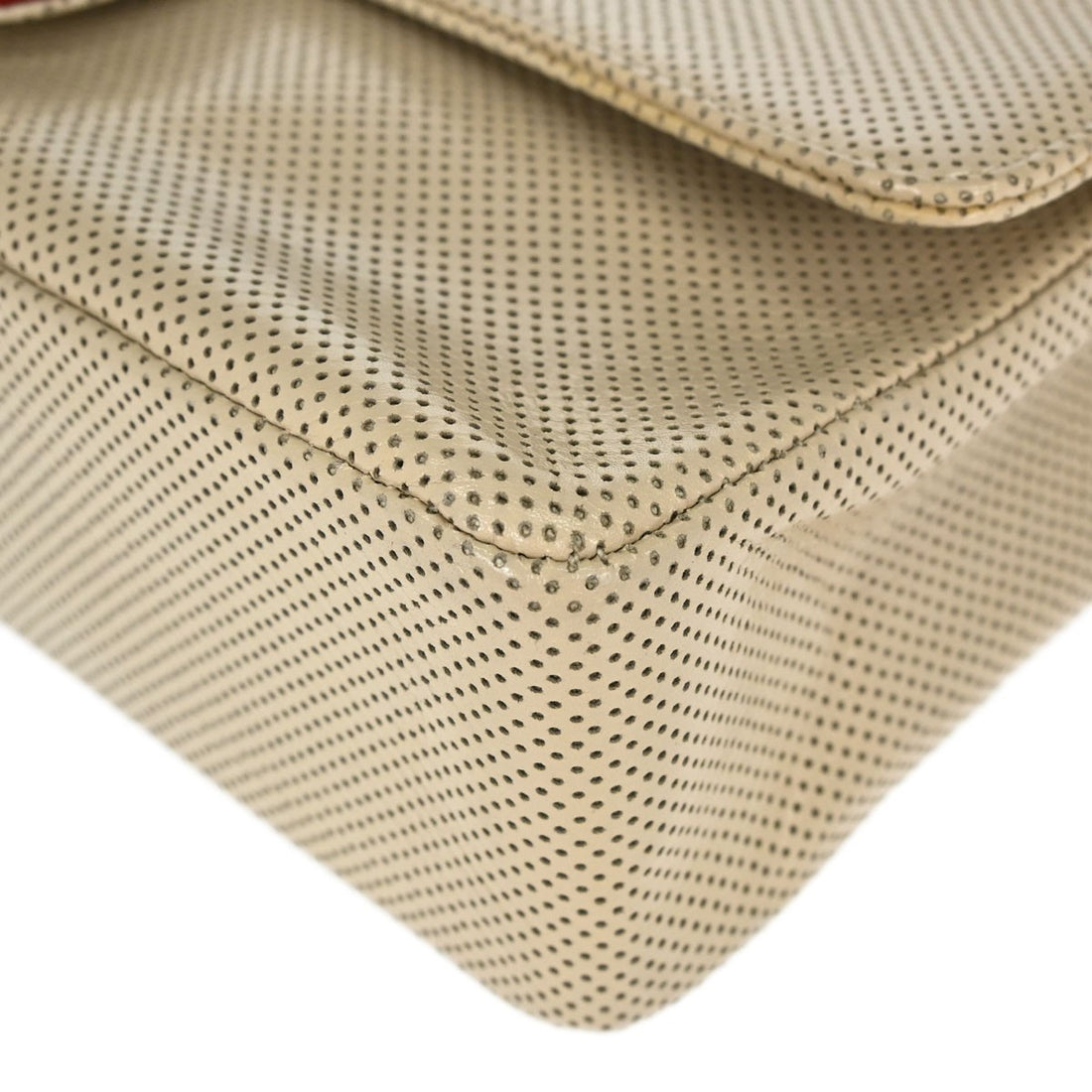 Borsa Chanel Single Flap Media Vintage in Vernice Beige e Rossa