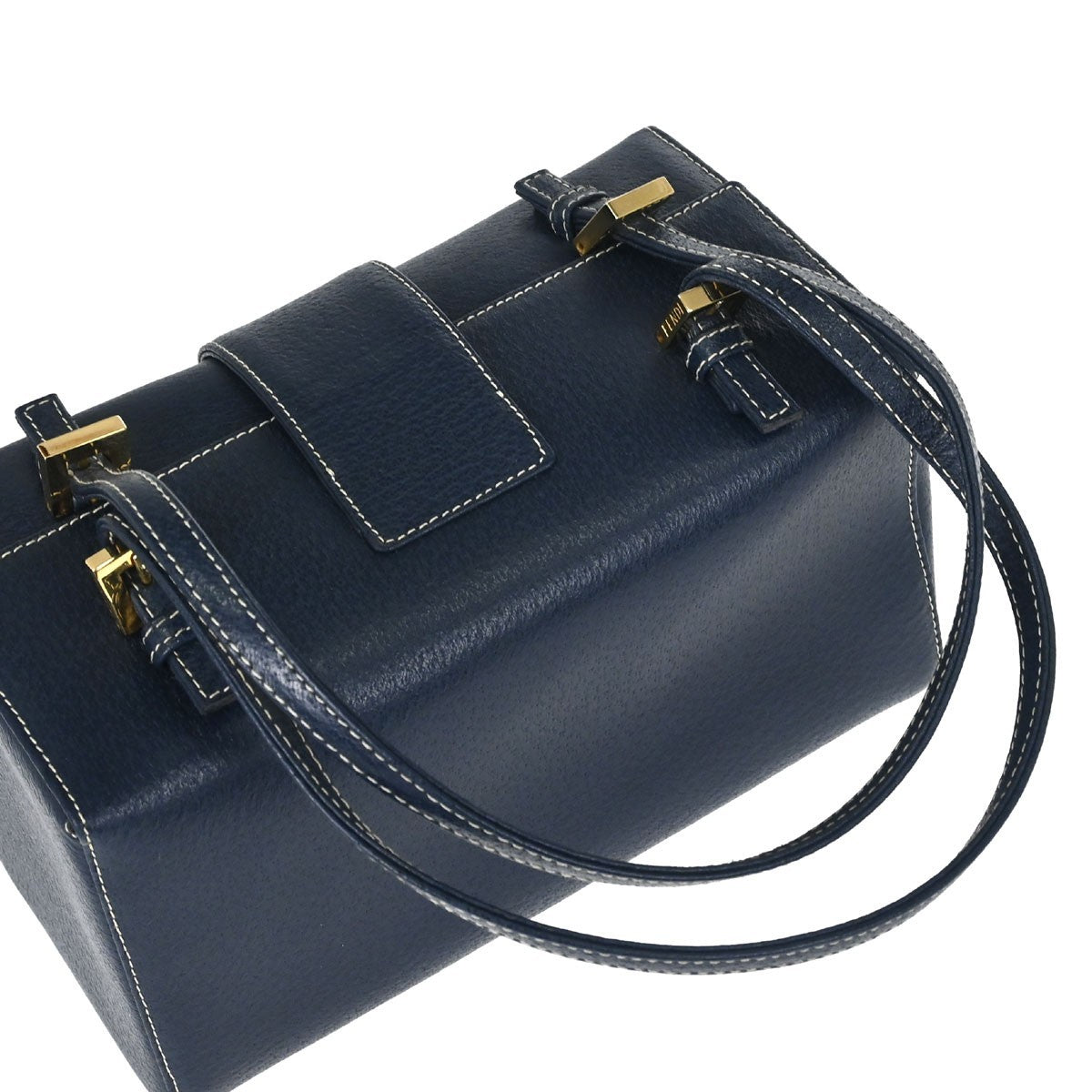 Fendi Blue Leather Baguette Box Handbag