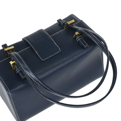 Fendi Blue Leather Baguette Box Handbag