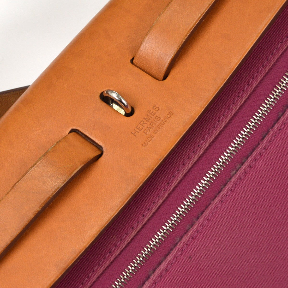 Hermes Rubis Canvas Natural Calfskin Herbag Zip PM