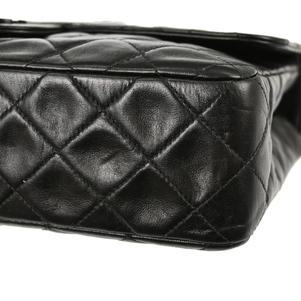 Chanel Black Lambskin Single Flap Medium Shoulder Bag