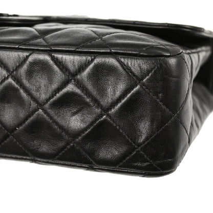 Chanel Black Lambskin Single Flap Medium Shoulder Bag