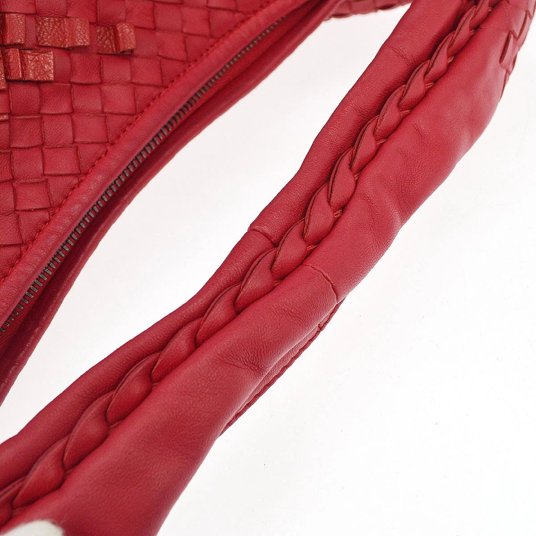 Borsa Bottega Veneta Intrecciato Plisse Hobo Handbag Vintage in Pelle Rosso
