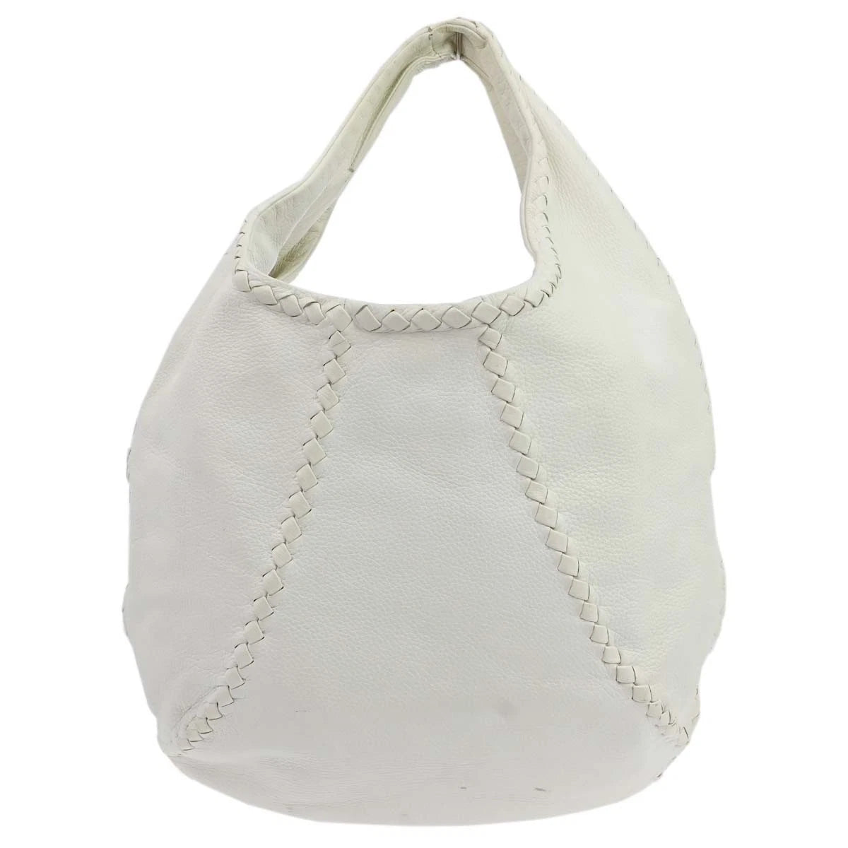 Bottega Veneta White Cervo Leather Baseball Hobo Bag