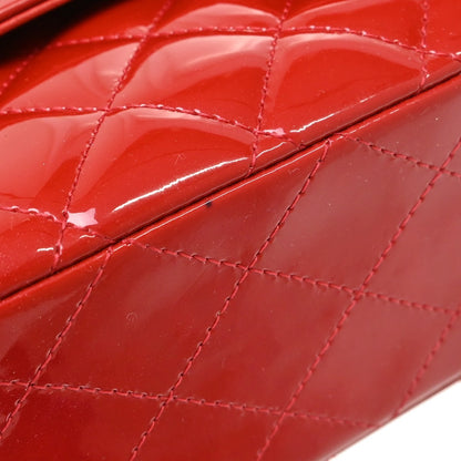 Chanel Red Patent Leather Medium Classic Double Flap Shoulder Bag