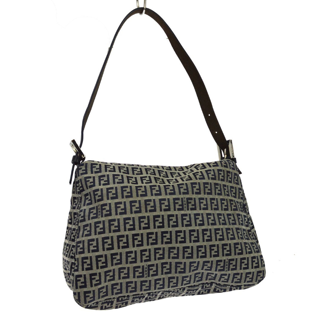 Borsa Fendi Mamma Baguette Zucca Vintage in Tela Blu Navy