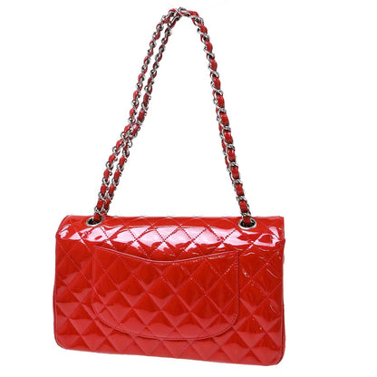 Chanel Red Patent Leather Medium Classic Double Flap Shoulder Bag