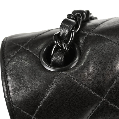 Chanel Black Lambskin Single Flap Medium Shoulder Bag
