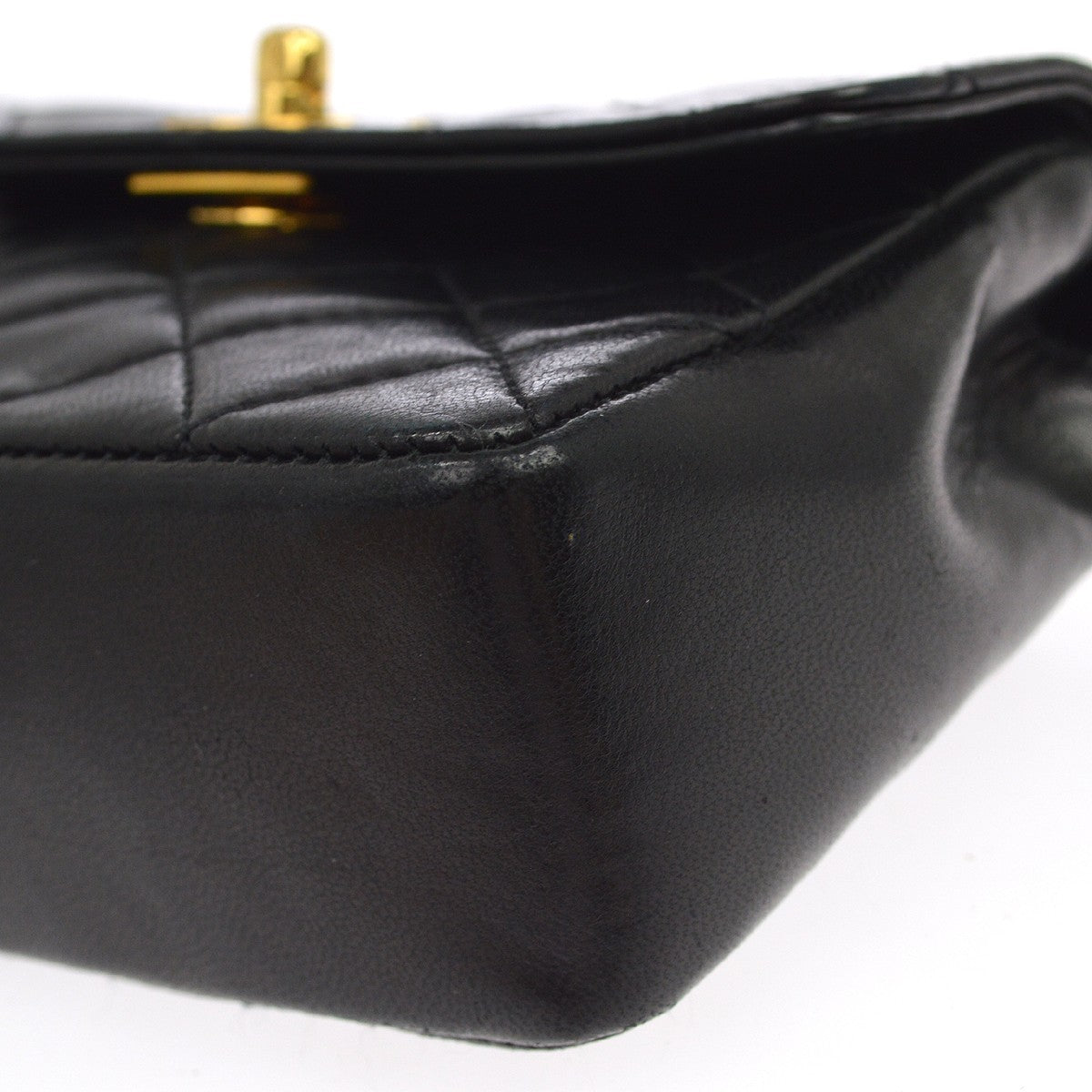 Chanel Black Lambskin Straight Flap Shoulder Bag