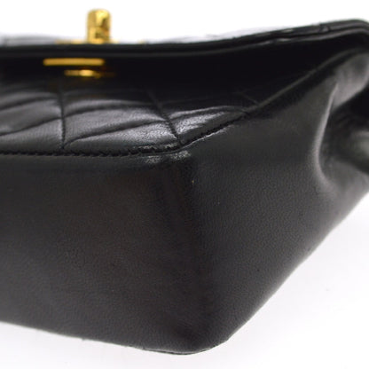Chanel Black Lambskin Straight Flap Shoulder Bag