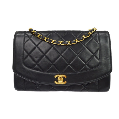 Chanel Black Lambskin Small Diana CC Single Chain Shoulder Bag