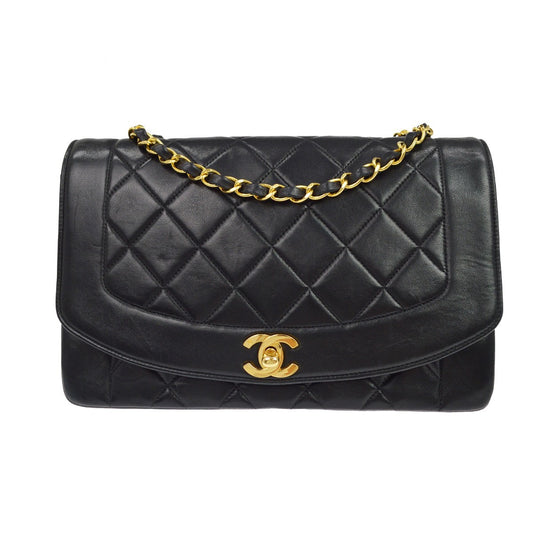 Chanel Black Lambskin Small Diana CC Single Chain Shoulder Bag