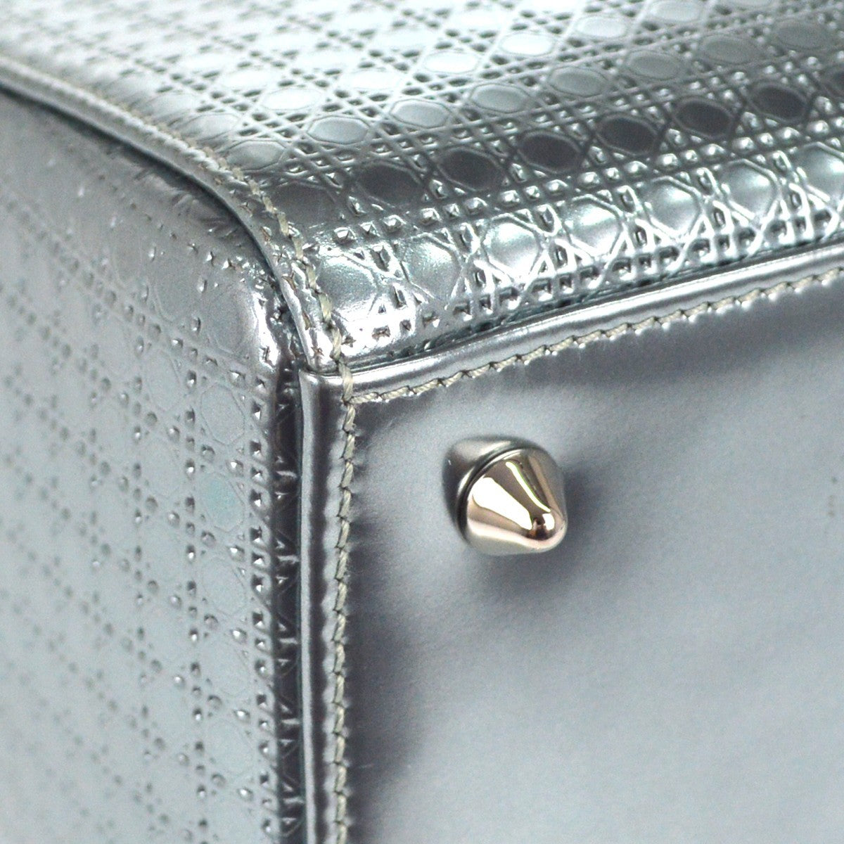 Christian Dior Metallic Silver Micro Cannage Lady Dior