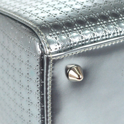 Christian Dior Metallic Silver Micro Cannage Lady Dior