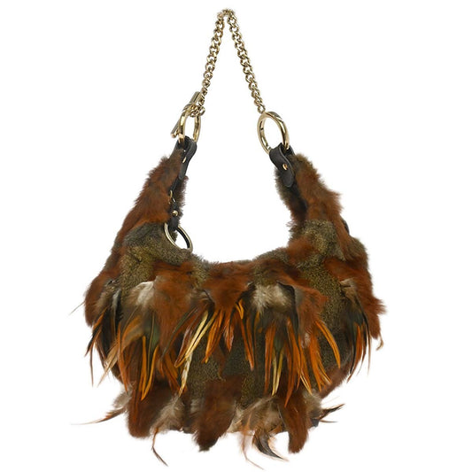 Borsa Fendi hobo vintage in pelliccia di coniglio marrone