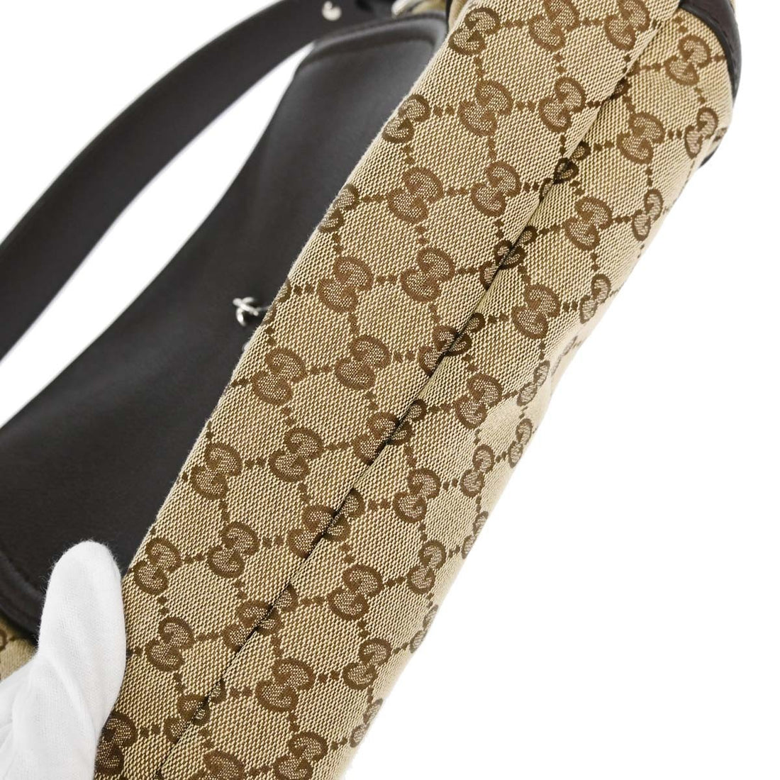 Borsa Gucci Techno Horsebit Vintage in Tela e Pelle Beige
