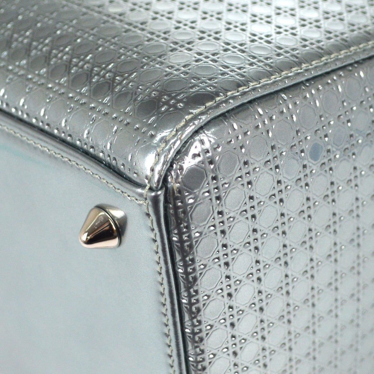 Christian Dior Metallic Silver Micro Cannage Lady Dior