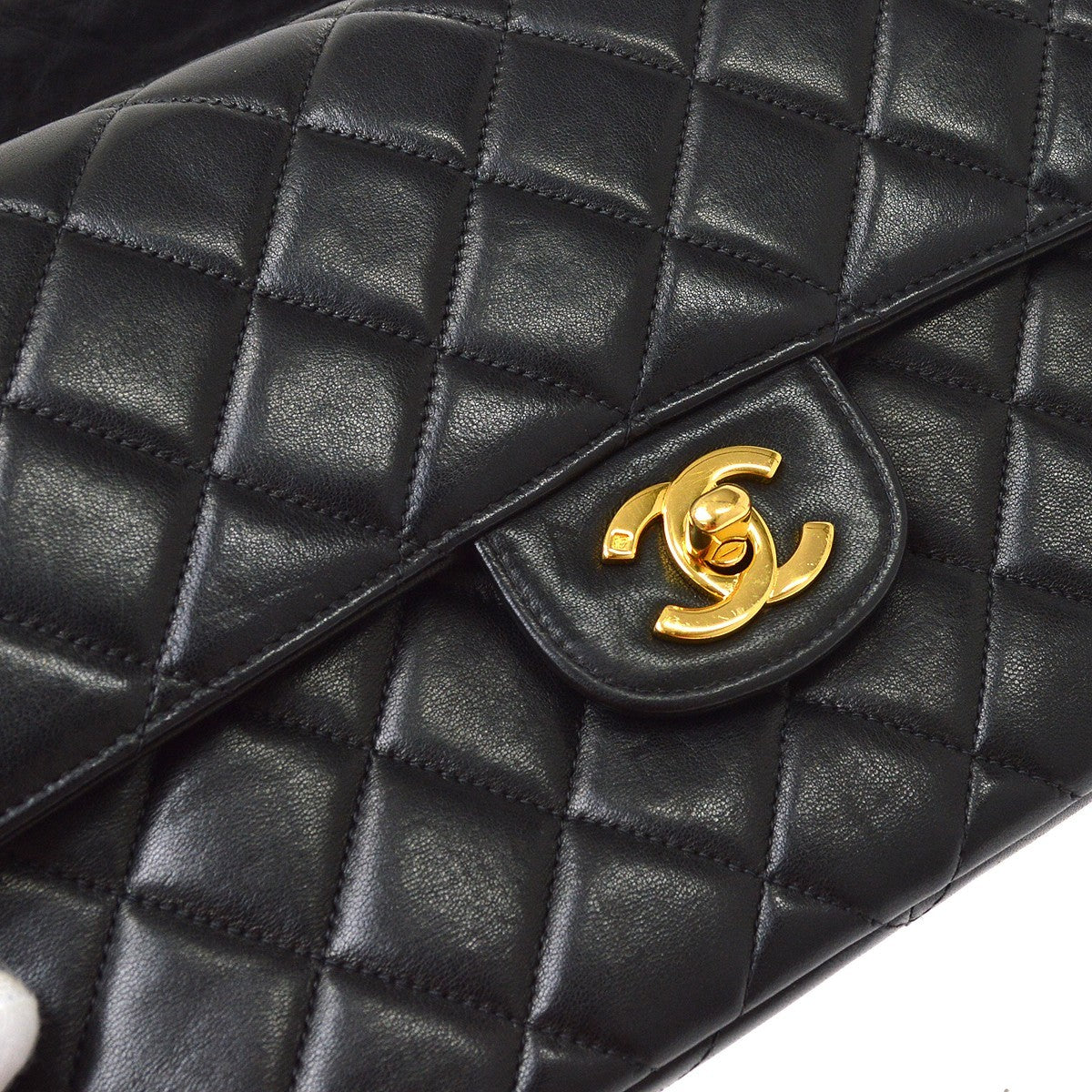 Chanel Black Lambskin Double Sided Classic Flap Handbag