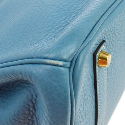 Borsa Hermès Birkin 35 Vintage in Pelle Clémence Blu