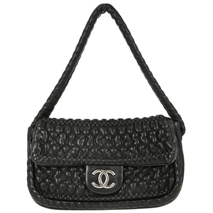 Chanel Black Lambskin Ruffled Handbag Vintage