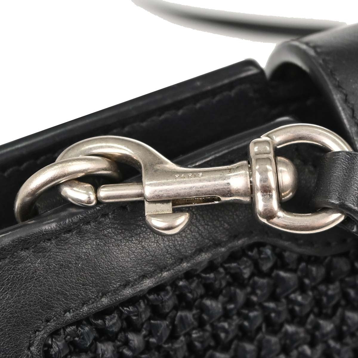 Saint Laurent Black Raffia Calfskin Toy Cabas Shoulder Bag