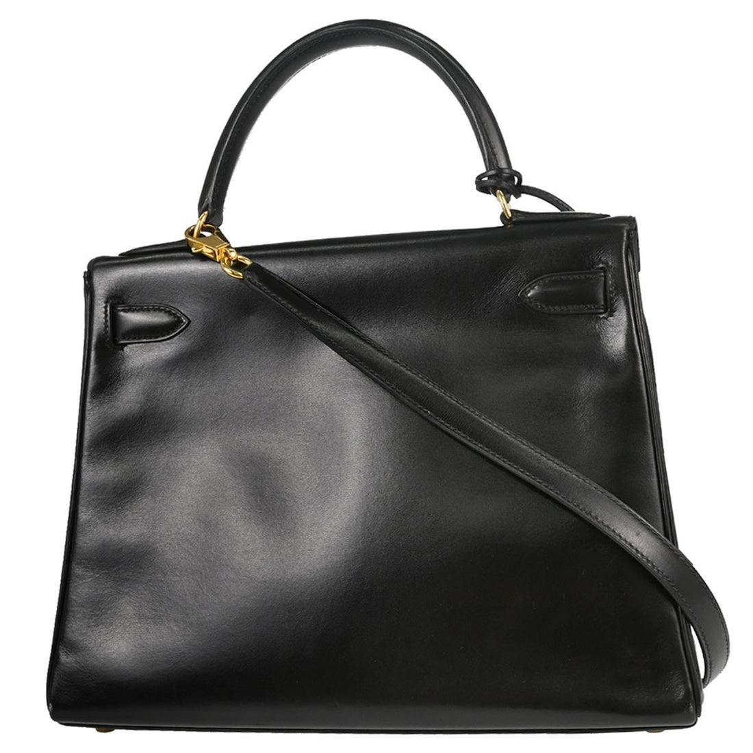 Borsa Hermès Black Box Calf Kelly 28 Sellier 2way Handbag Vintage in Box Calf, Pelle Nero