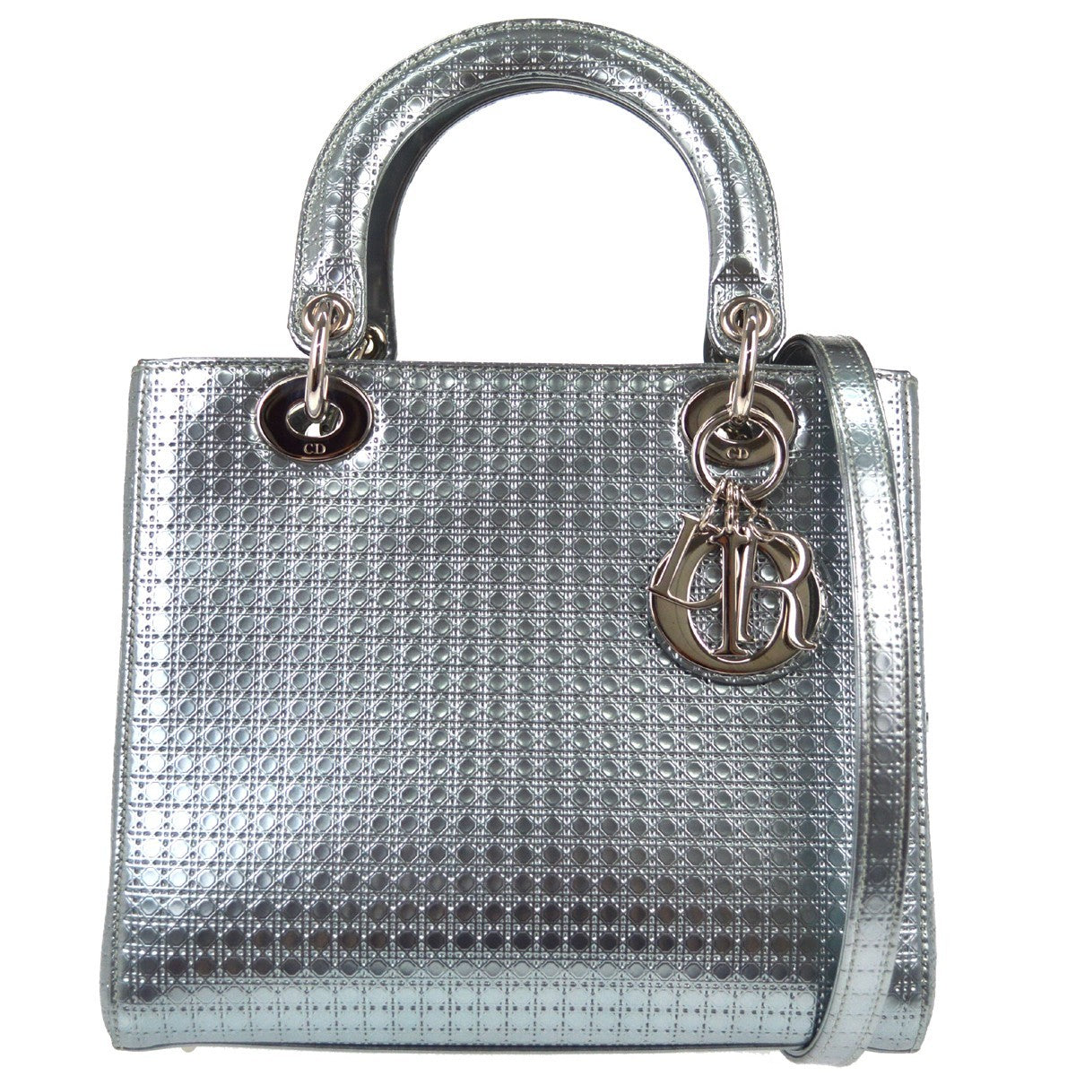 Christian Dior Metallic Silver Micro Cannage Lady Dior