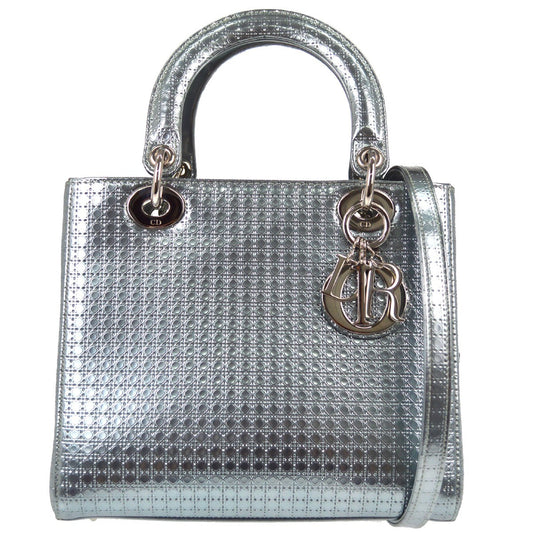 Christian Dior Metallic Silver Micro Cannage Lady Dior