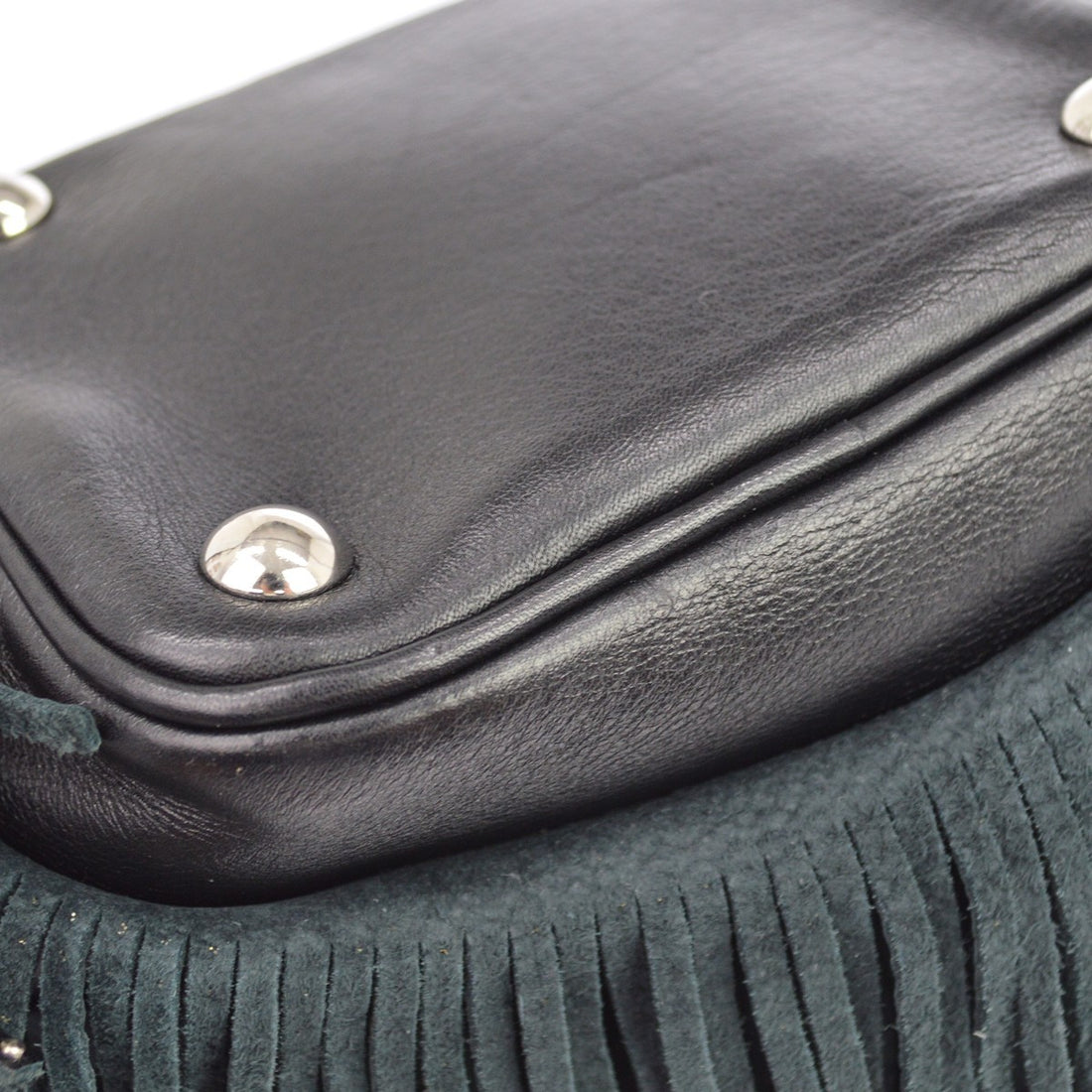 Saint Laurent Emmanuelle Borchiata in Pelle Nero Vintage