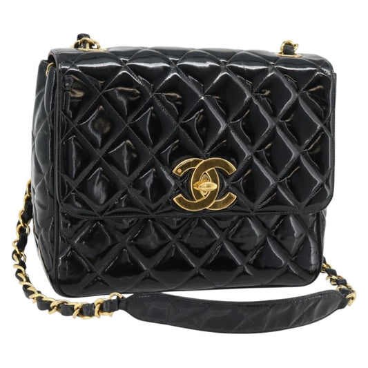CHANEL Matelasse Chain Bag Vernice Nera Originale | Borsa a Catena Oro