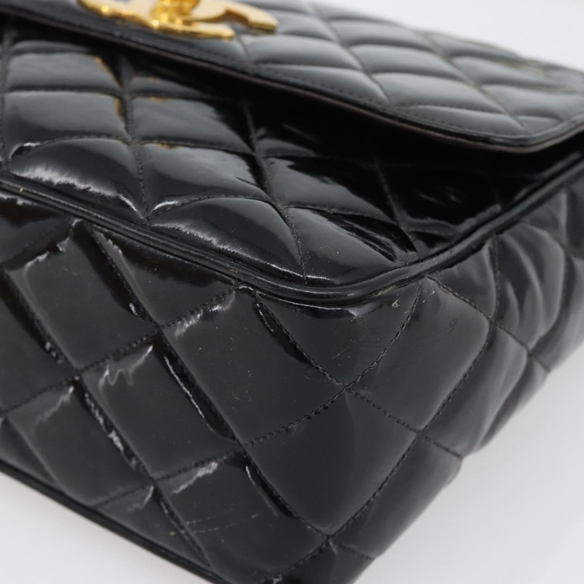 CHANEL Matelasse Chain Bag Vernice Nera Originale | Borsa a Catena Oro