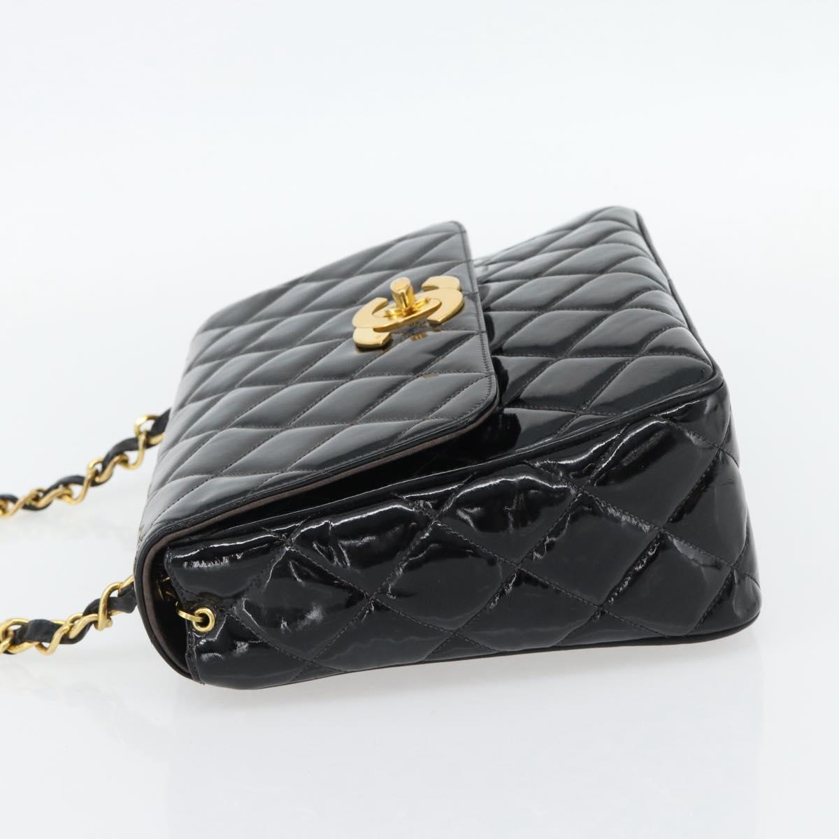 CHANEL Matelasse Chain Bag Vernice Nera Originale | Borsa a Catena Oro