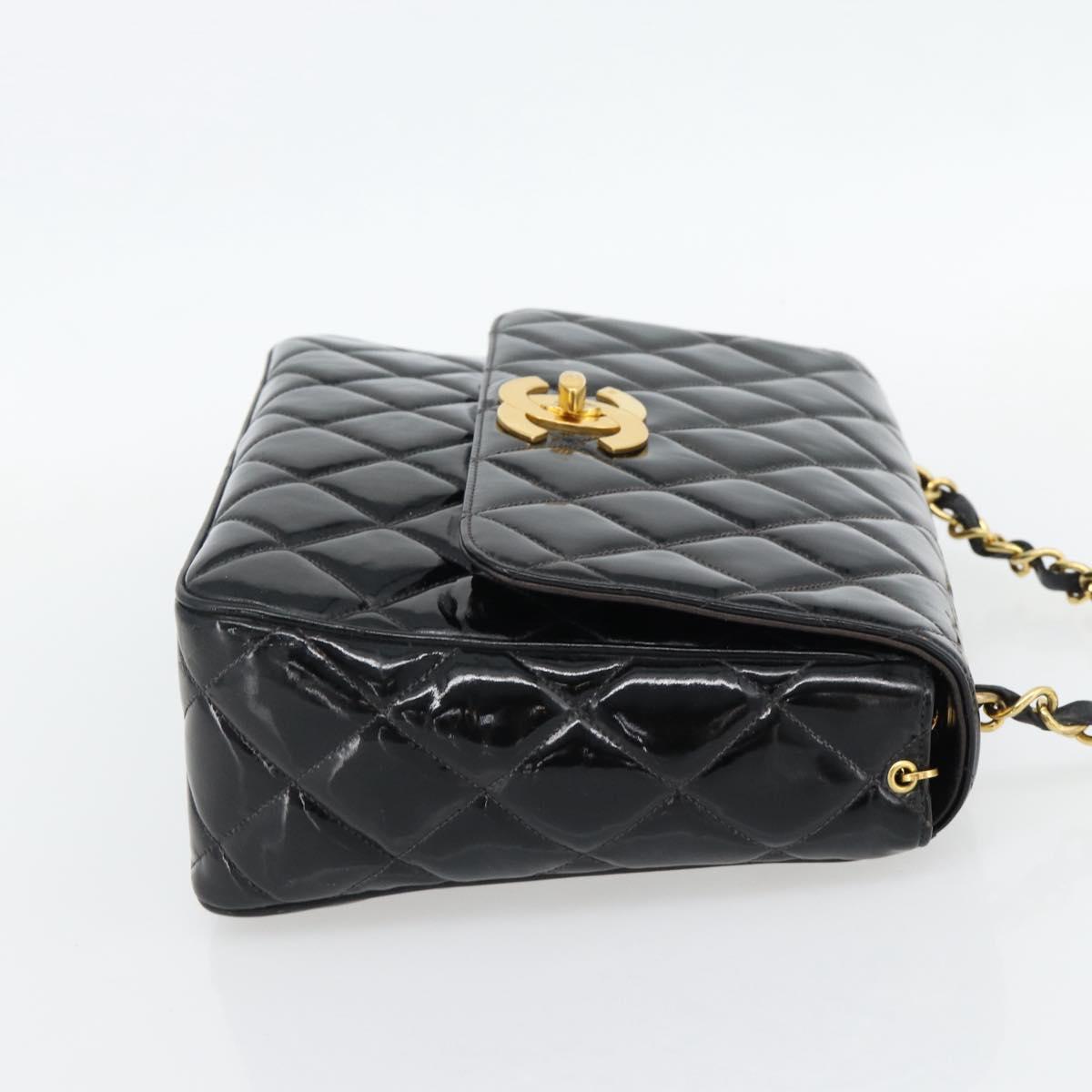 CHANEL Matelasse Chain Bag Vernice Nera Originale | Borsa a Catena Oro