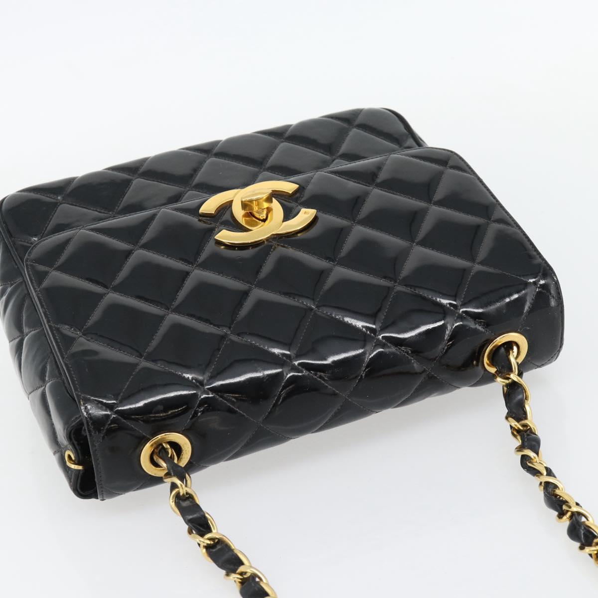 CHANEL Matelasse Chain Bag Vernice Nera Originale | Borsa a Catena Oro