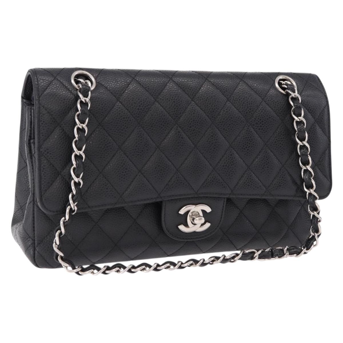 CHANEL Chain Matelasse 25 Bag Caviar Nera Originale | Argento