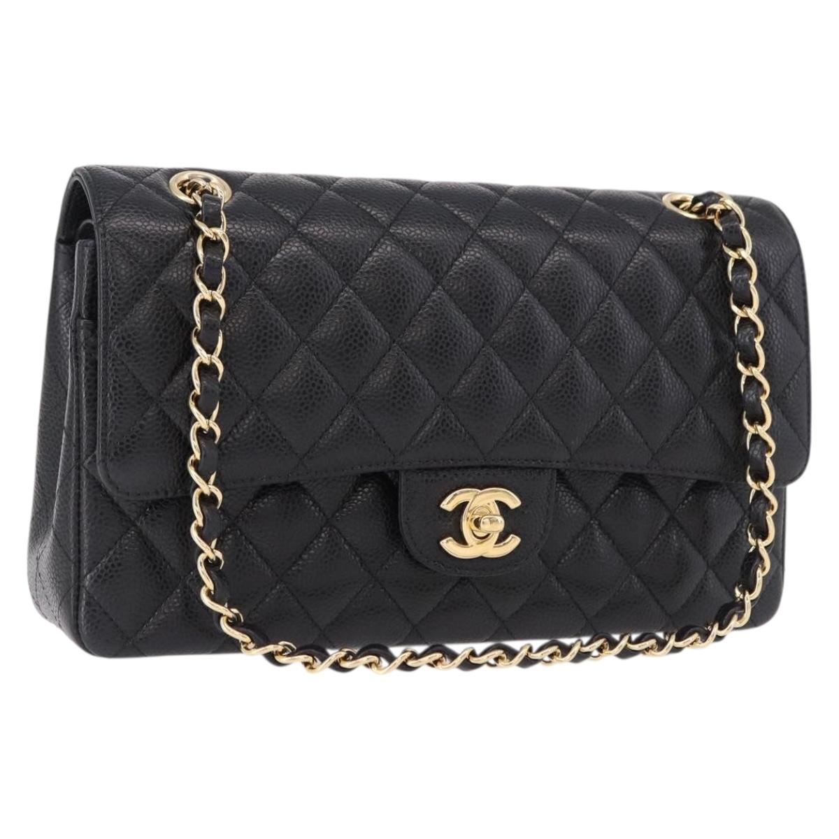 CHANEL Chain Matelasse 25 Bag Caviar Nera Originale | Oro Ottime Condizioni