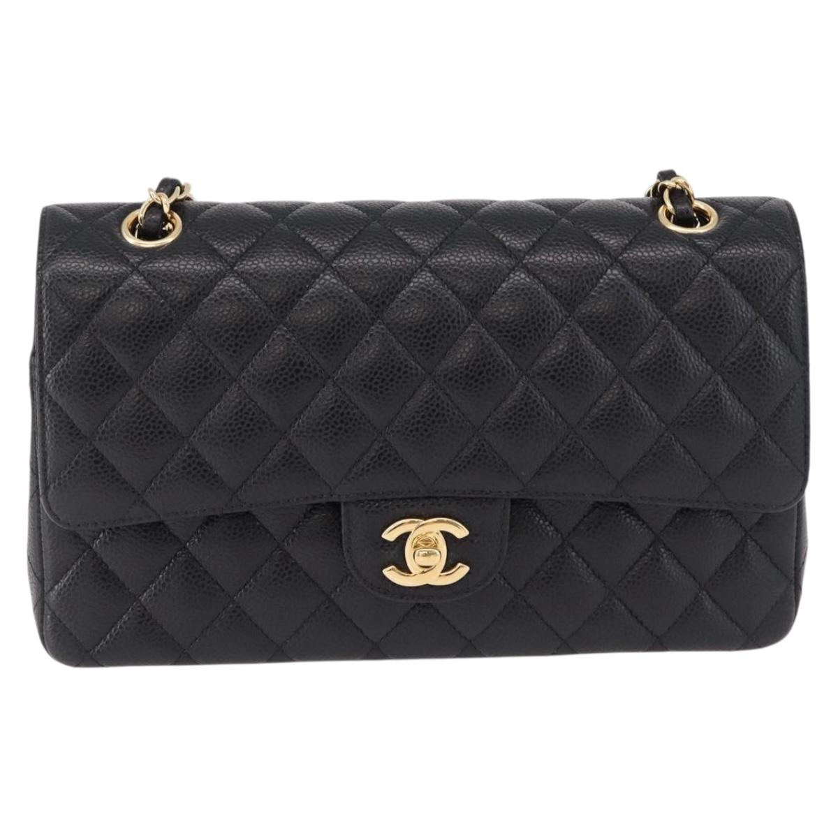 CHANEL Chain Matelasse 25 Bag Caviar Nera Originale | Oro Ottime Condizioni