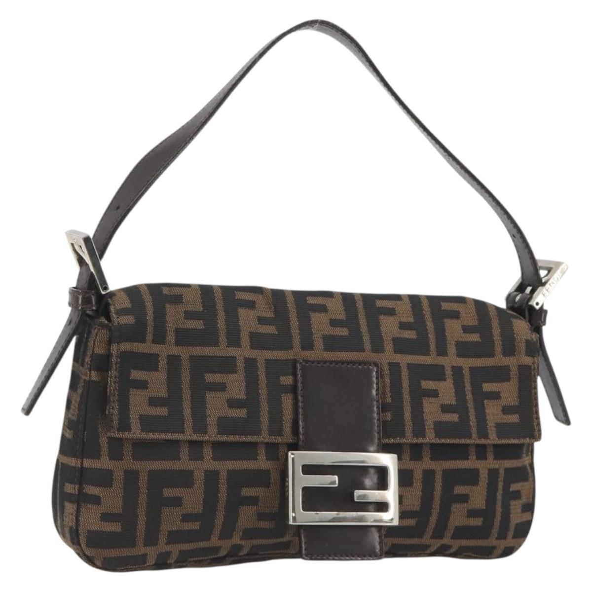 FENDI Zucca Canvas Baguette Bag Marrone Argento Originale | Mamma Baguette